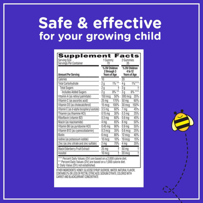 Zarbee’s Complete Kids Multivitamin Gummies + Immune Support, Berry Flavor, Honey-Sweetened, Gluten-Free & Gelatin-Free, Vitamins A, C, D3, E, B6, B12, OmniHealth US