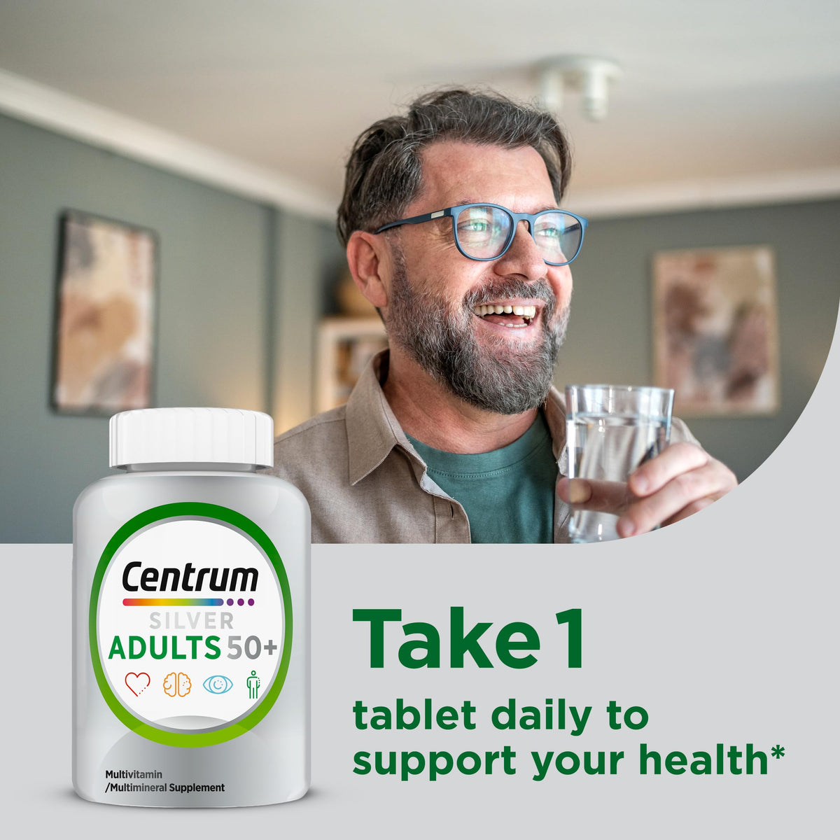 Centrum Silver Multivitamin for Adults 50 Plus, Multivitamin/Multimineral Supplement, Vitamin D3, B Vitamins, Gluten Free, Non-GMO Ingredients - OmniHealth US