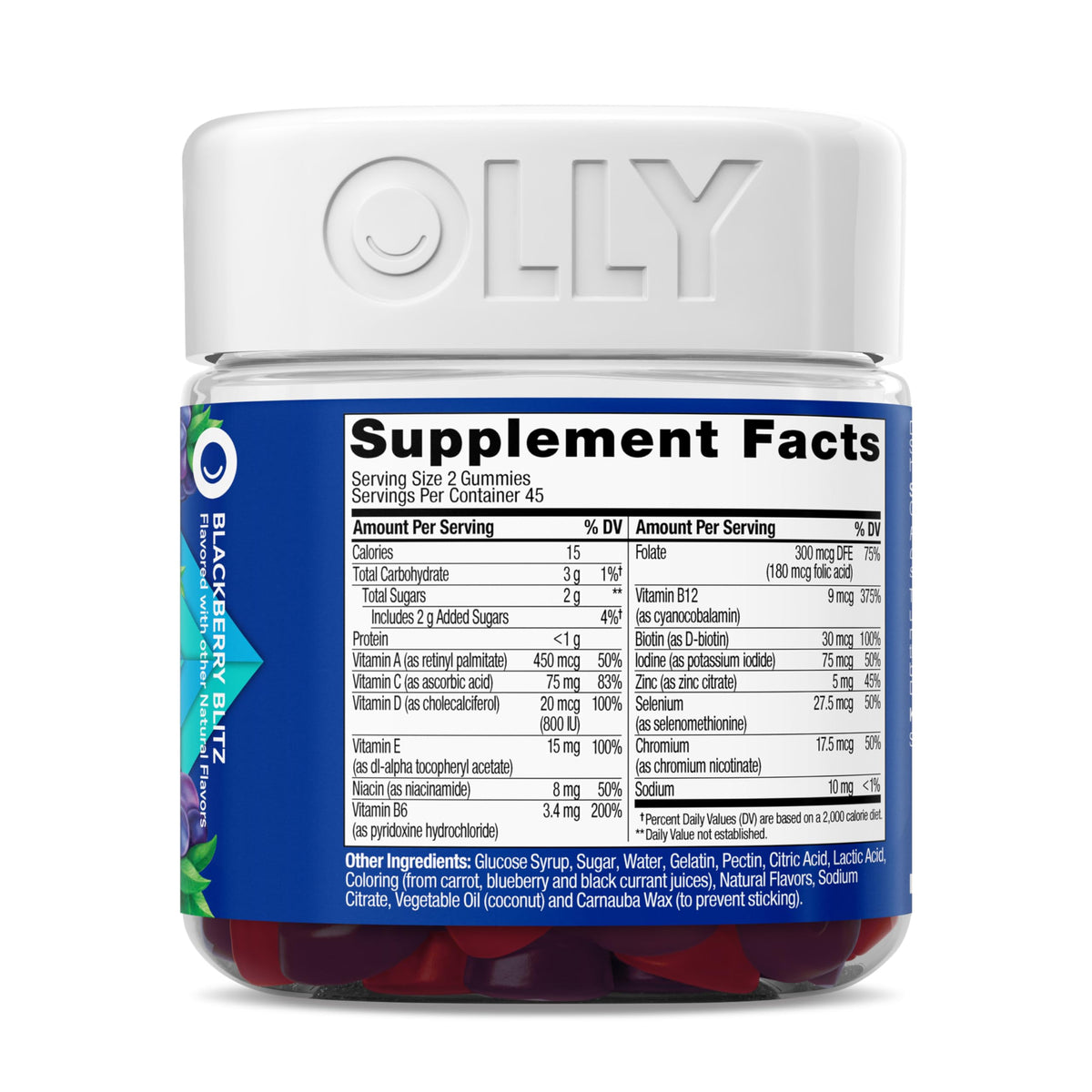 OLLY Men's Multivitamin Gummy, Vitamins A, C, D, E, B, Zinc, Blackberry Flavor, 45 Day Supply - 90 Count - OmniHealth US