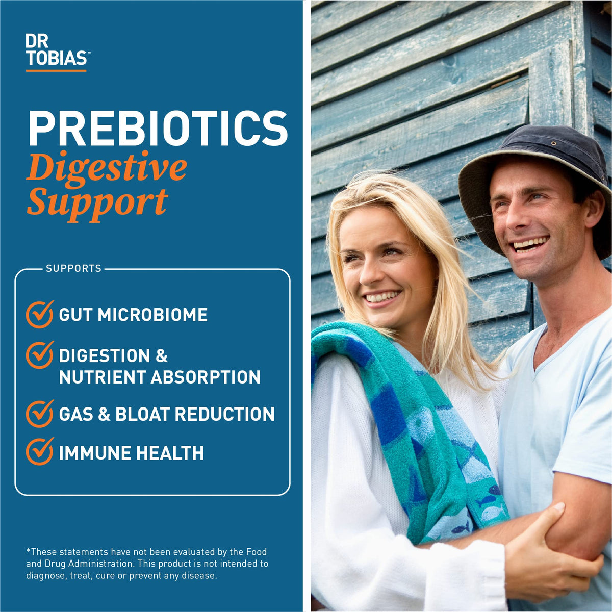 Dr. Tobias Prebiotics, Supports Digestion & Gut Health, Feed Good Probiotic Bacteria, Boost Gut Immune Function, Vegan & Non-GMO Gut Health Supplements for Men and Women - OmniHealth US