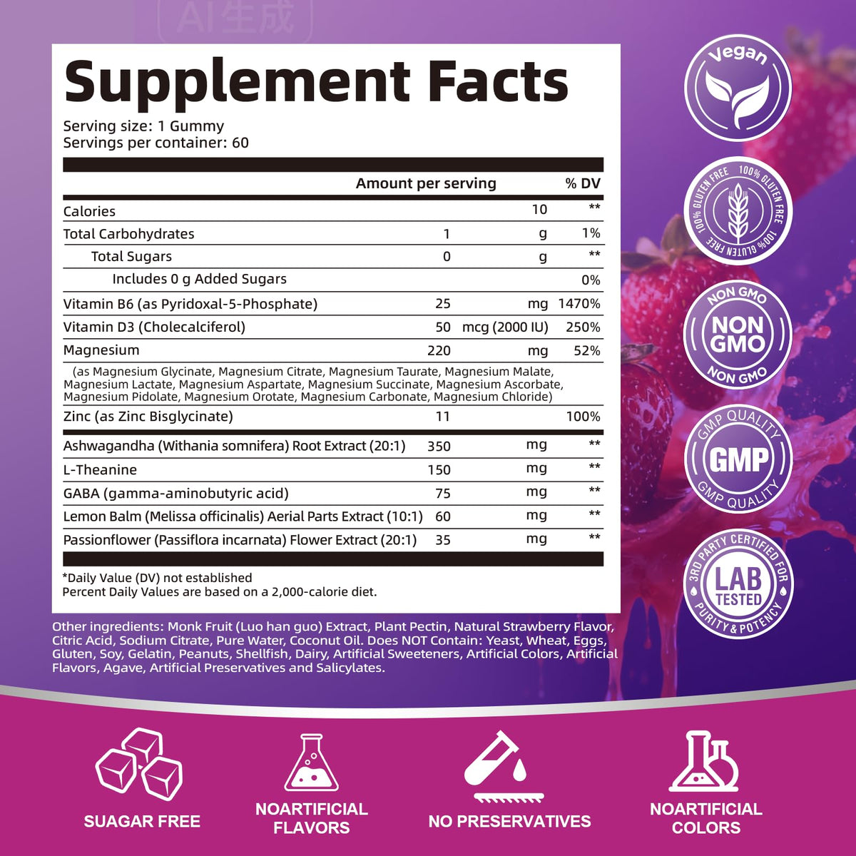 Migcopat Magnesium Complex Gummies, 20 in 1 Magnesium Gummy with Glycinate Citrate Malate Taurate - Ashwagandha, L-Theanine, D3&Zinc for Relaxation, OmniHealth US