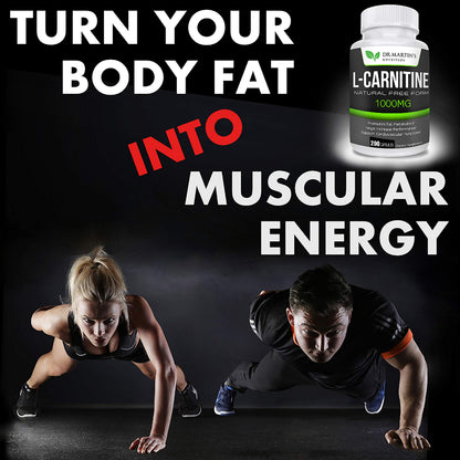 DR. MARTIN'S NUTRITION Extra Strength L-Carnitine - 200 Capsules - 1000mg Per Serving - Boost Your Metabolism and Increase Performance - OmniHealth US
