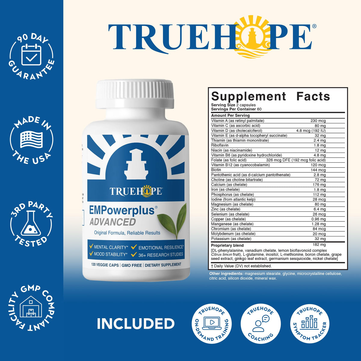 Truehope EMPowerplus Advanced Multivitamin for Women & Men - Broad-Spectrum Multivitamins & Chelated Minerals | 1000% Better Absorption - OmniHealth US