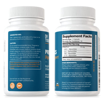 Dr. Tobias Prebiotics, Supports Digestion & Gut Health, Feed Good Probiotic Bacteria, Boost Gut Immune Function, Vegan & Non-GMO Gut Health Supplements for Men and Women - OmniHealth US