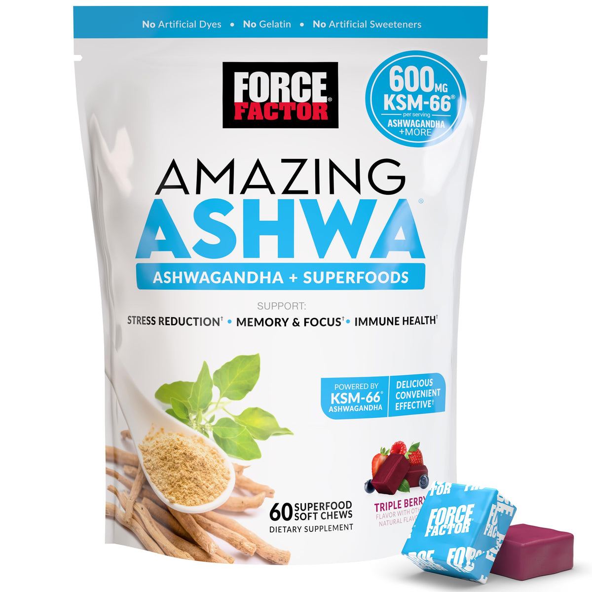 Force Factor Amazing Ashwa for Stress Relief, Memory, Focus, and Immune Support Health, Ashwaganda Supplement with KSM-66 Ashwagandha - OmniHealth US