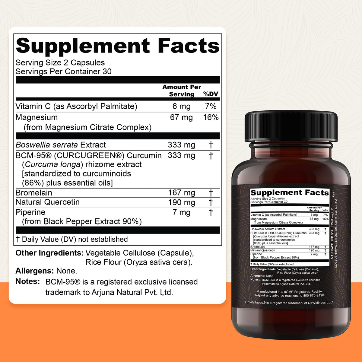 UpWellness Golden Revive + Joint Support Supplement Featuring Turmeric with Black Pepper, Quercetin, and Magnesium- Turmeric Boswellia Supplement - OmniHealth US