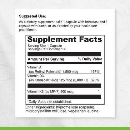 DAVINCI Labs ADK - Helps Support Bone, Heart & Immune Health - Dietary Supplement with Vitamins A, D3 & K2 (as MK-7) - Vegetarian - OmniHealth US