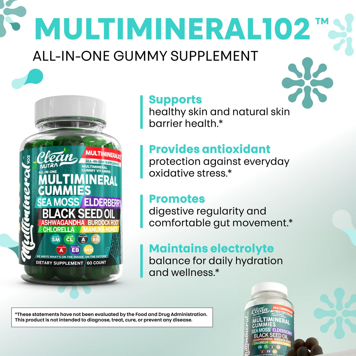 Sea Moss Gummies | Clinically Tested - Black Seed Oil Ashwagandha Elderberry Burdock Root Chlorella Manuka Honey - Vegan Irish Sea Moss Gummy Vitamins - OmniHealth US