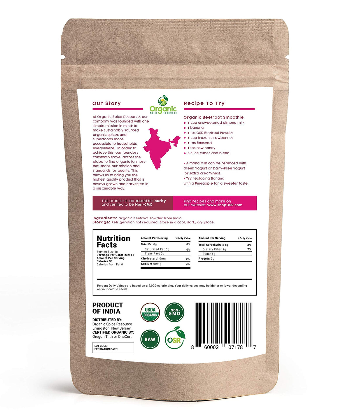 Organic Beet Root Powder | 8 oz or 226g | USDA Organic Approved, Raw and Non GMO Organic Spice ResourceBuy Supplements Australia