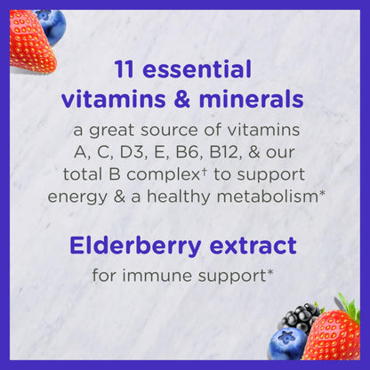 Zarbee’s Complete Kids Multivitamin Gummies + Immune Support, Berry Flavor, Honey-Sweetened, Gluten-Free & Gelatin-Free, Vitamins A, C, D3, E, B6, B12, OmniHealth US
