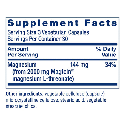 Life Extension Neuro-Mag Magnesium L-Threonate, Memory Health, Quick Thinking, Cognitive Health Support, Vegetarian, Non-GMO, 90 Vegetarian Capsules - OmniHealth US