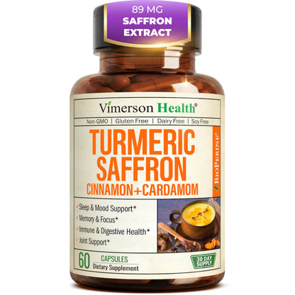 Saffron Supplements – 89mg Saffron Extract, 1000mg Turmeric Curcumin, Ceylon Cinnamon & Cardamom – Daily Mood, Joint & Metabolic Support - OmniHealth US