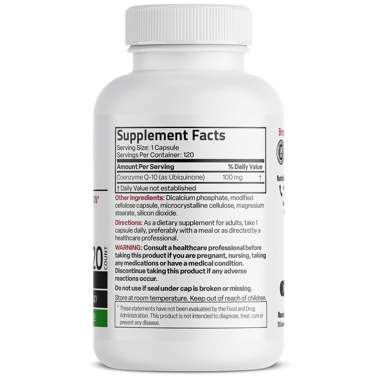 Bronson CoQ10 100 MG High Potency Cellular Energy Production, 120 Vegetarian Capsules BronsonBuy Supplements Australia