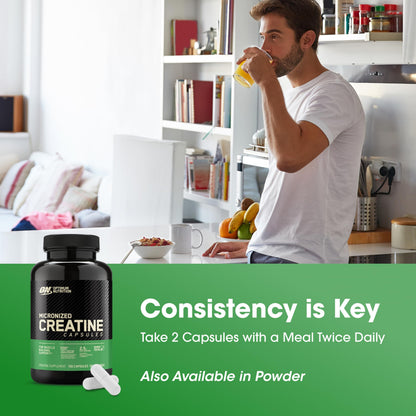 Optimum Nutrition Micronized Creatine Monohydrate Capsules, Keto Friendly, 2500mg, 100 Capsules - OmniHealth US