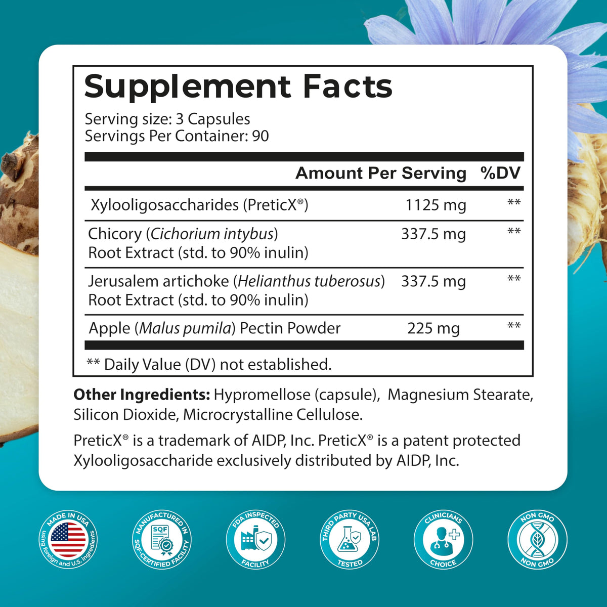 PUREHEALTH Research Improbiome - Prebiotic Fiber - Natural Support for Healthy Gut Prebiotics - Digestive Nutritional Supplements - with Jerusalem Artichoke, OmniHealth US
