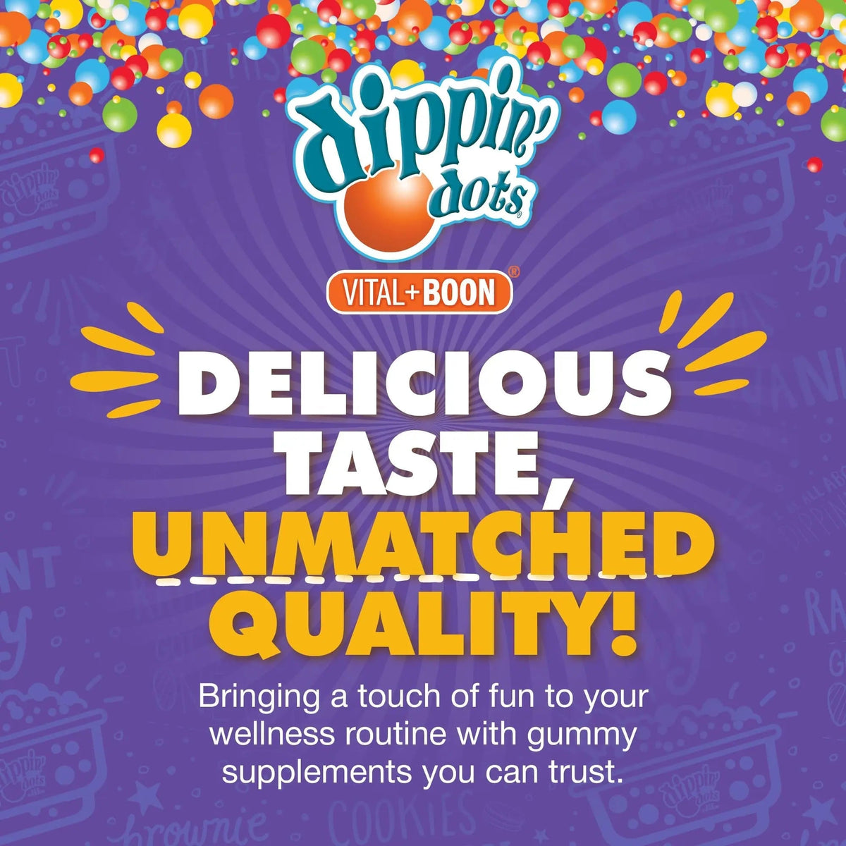 Vital+Boon Dippin' Dots - Multivitamin Gummies for Adults - Gummy Vitamins with Vitamin A, B6, C, D3, E & Folic Acid - Vegetarian Vital+Boon