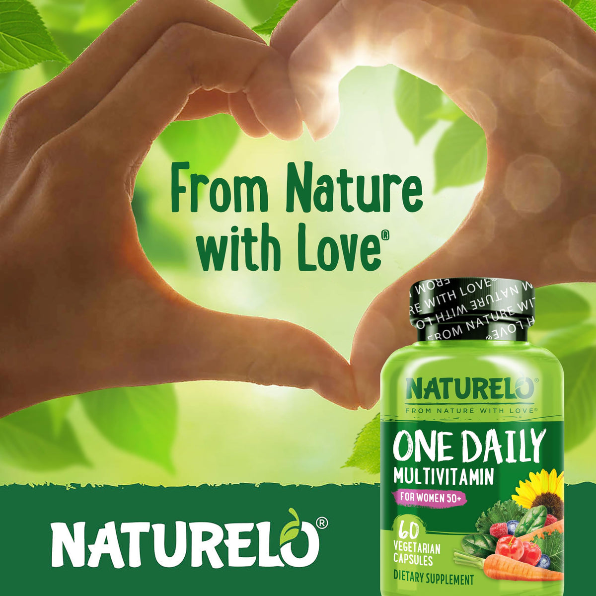 NATURELO One Daily Multivitamin for Women 50+ (Iron Free) - Menopause Support for Women Over 50 - Whole Food Supplement - OmniHealth US