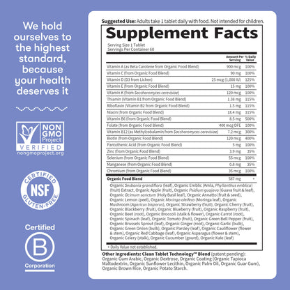 Garden of Life Once Daily Whole Food Multivitamin for Men, Organic Mens Vitamins & Minerals, Vitamin C, Zinc, Vegan, for Health & Well-Being, 60 Tablets - OmniHealth US