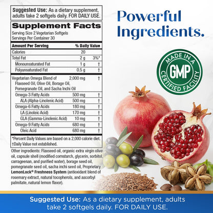 Purity Products Omega 3-6-9 Vegan and Vegetarian Formula - “5 in 1” Essential Fatty Acid Complex - Scientifically Formulated Plant-Based Omega 3 6 9 - OmniHealth US