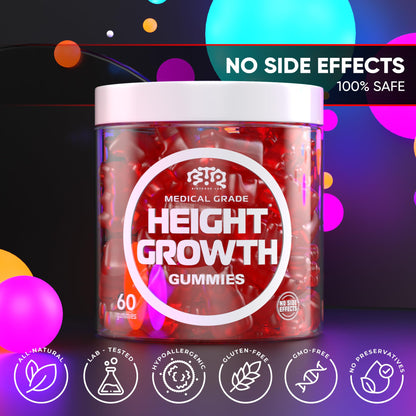 BIOTEQUELAB Height Growth Increase Gummies Vitamins, Grow Tall Supplement, Calcium, Magnesium, Zinc, Ashwagandha, OmniHealth US