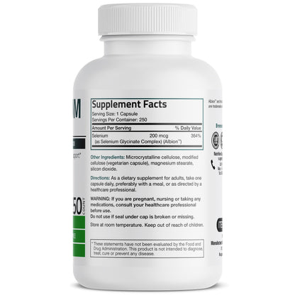 Bronson Selenium 200 mcg – Yeast Free Chelated Amino Acid Complex - Essential Trace Mineral with Superior Absorption - OmniHealth US