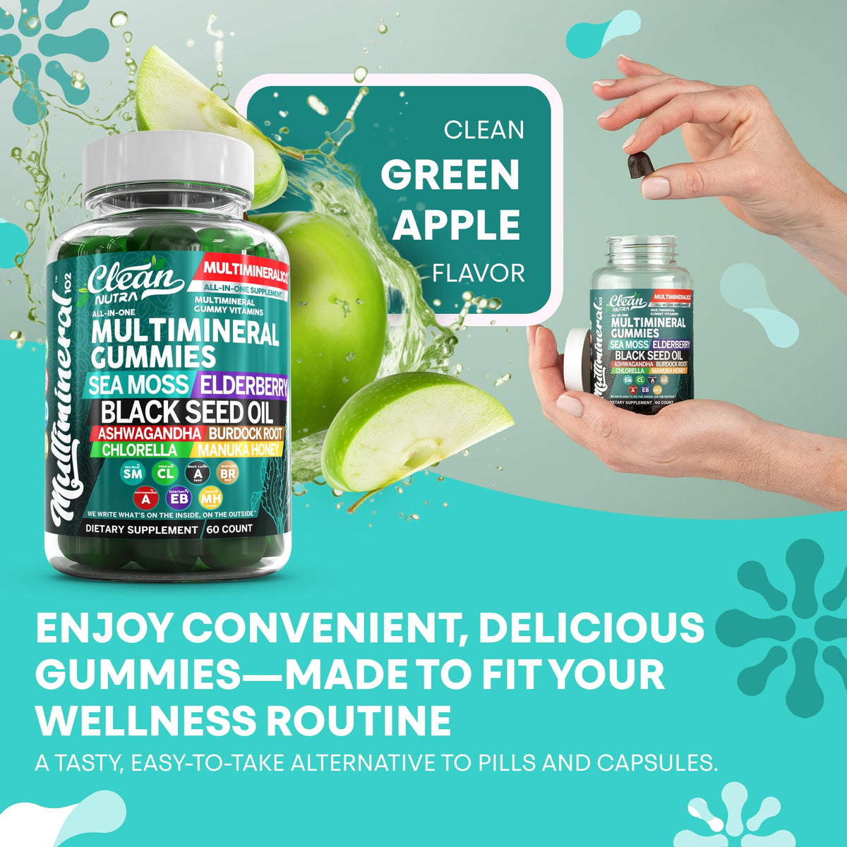 Sea Moss Gummies | Clinically Tested - Black Seed Oil Ashwagandha Elderberry Burdock Root Chlorella Manuka Honey - Vegan Irish Sea Moss Gummy Vitamins - OmniHealth US
