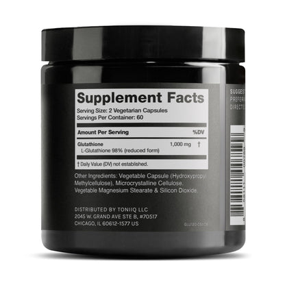 Toniiq Ultra High Strength Glutathione Capsules - 1000mg Concentrated Formula - 98%+ Highly Purified and Bioavailable - Non-GMO Fermentation - OmniHealth US