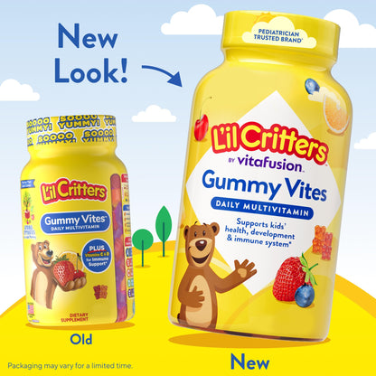 L'il Critters Gummy Vites Daily Kids Multivitamins Assorted Fruit Flavors for Ages 2+ Toddlers & Kids, Gummy Vitamin with Vitamin C and D - OmniHealth US