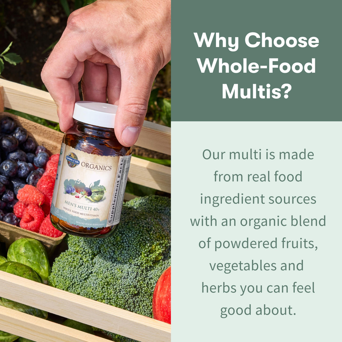 Garden of Life Organics Men's 40+ Multivitamin with Prostate Support, B12 & Vitamins – Vegan Daily Whole Food Multivitamin - OmniHealth US