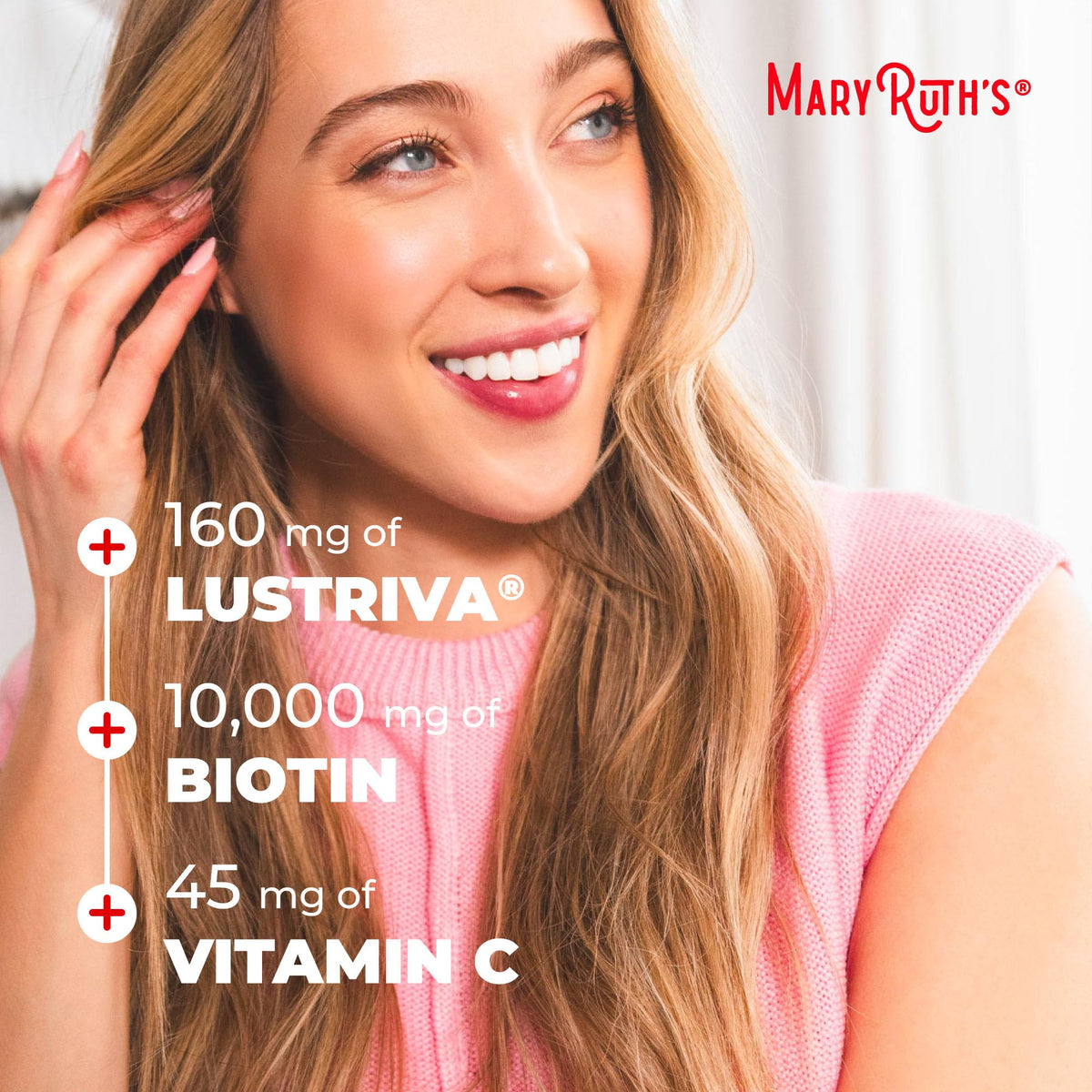 MaryRuth's Multivitamin + Hair Growth Gummies | with Lustriva® | Biotin 10000mcg | B Vitamins | Formulated for Thicker Hair, Wrinkles, Fine Line - OmniHealth US