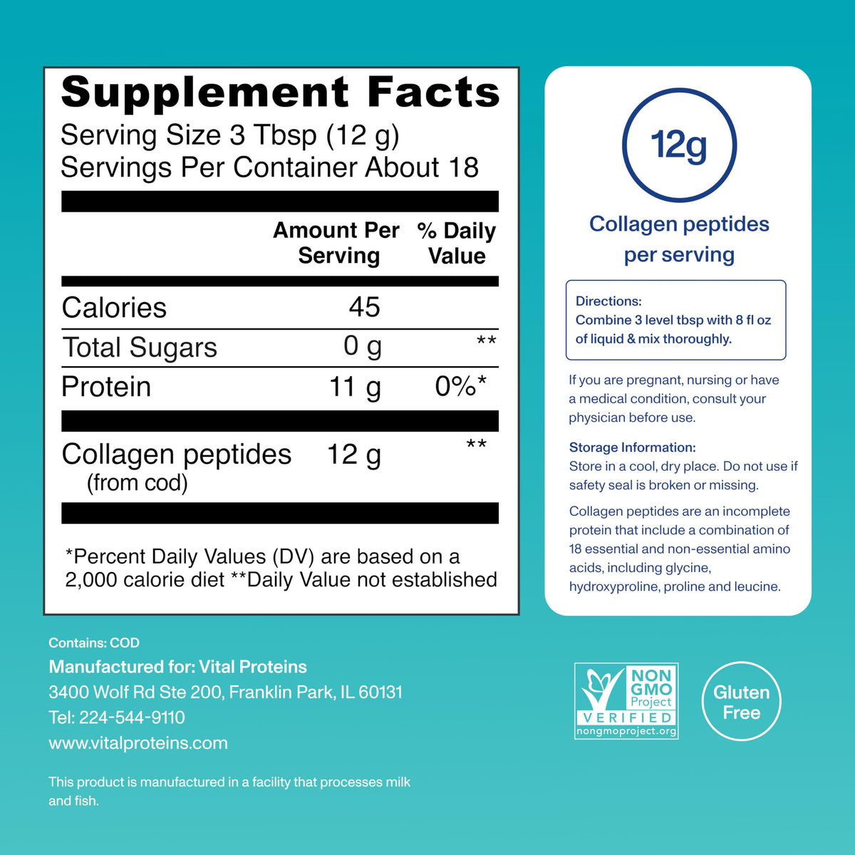 Vital Proteins Marine Collagen Peptides Powder Supplement for Skin Hair Nail Joint - Hydrolyzed Collagen - OmniHealth US