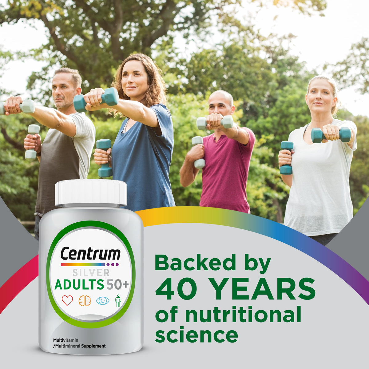 Centrum Silver Multivitamin for Adults 50 Plus, Multivitamin/Multimineral Supplement, Vitamin D3, B Vitamins, Gluten Free, Non-GMO Ingredients - OmniHealth US