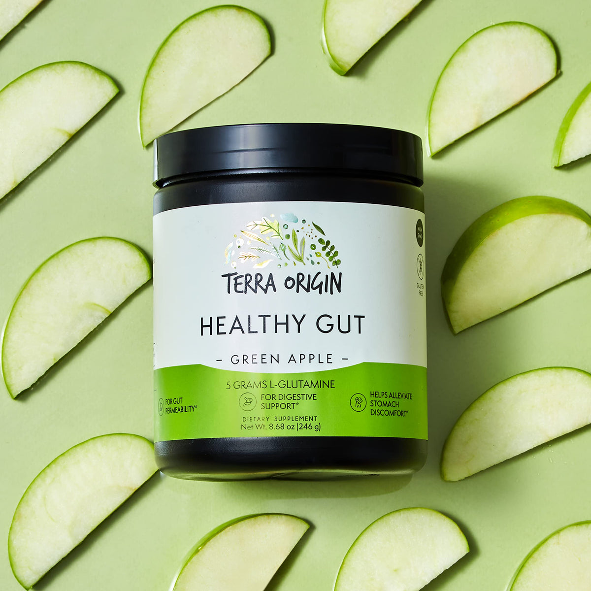 Healthy Gut Green Apple | 30-Servings with L-Glutamine, Zinc, Glucosamine, Slippery Elm Bark, Marshmallow Root and More! - OmniHealth US