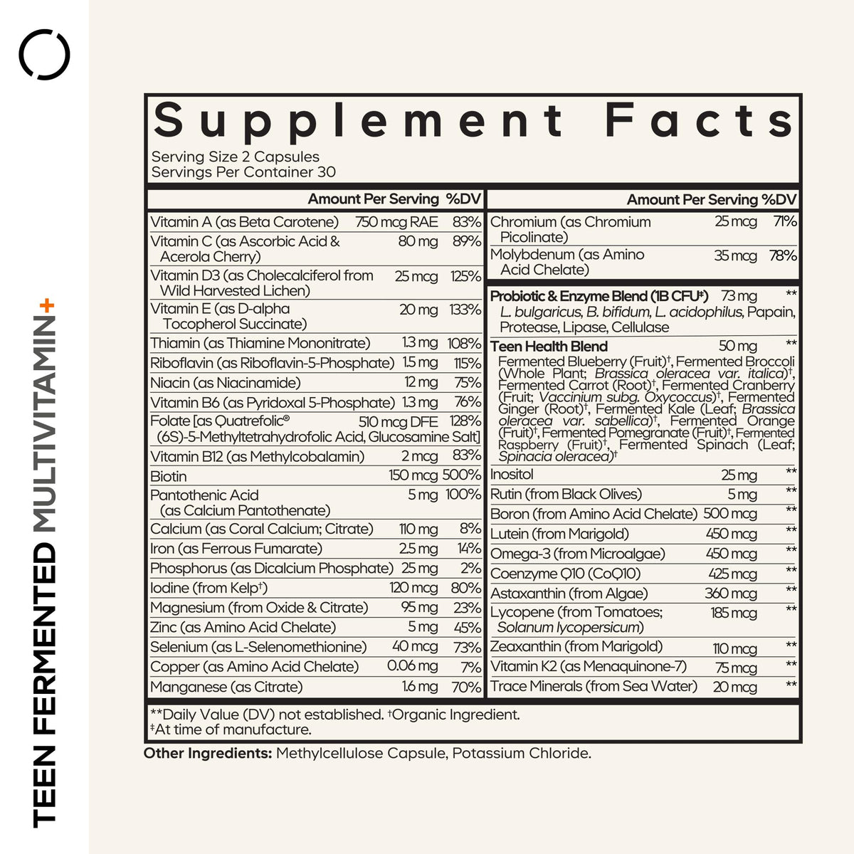Codeage Teen Multivitamin Supplement – Daily Vitamins and Minerals for Teen Boys and Girls – Organic Whole Food Formula - OmniHealth US