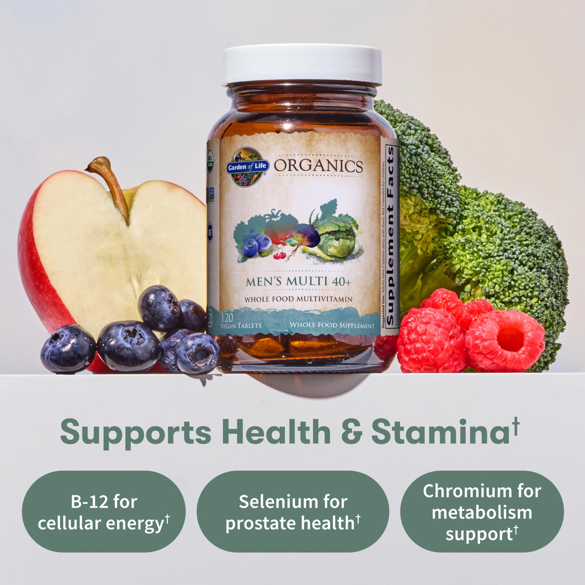Garden of Life Organics Men's 40+ Multivitamin with Prostate Support, B12 & Vitamins – Vegan Daily Whole Food Multivitamin - OmniHealth US