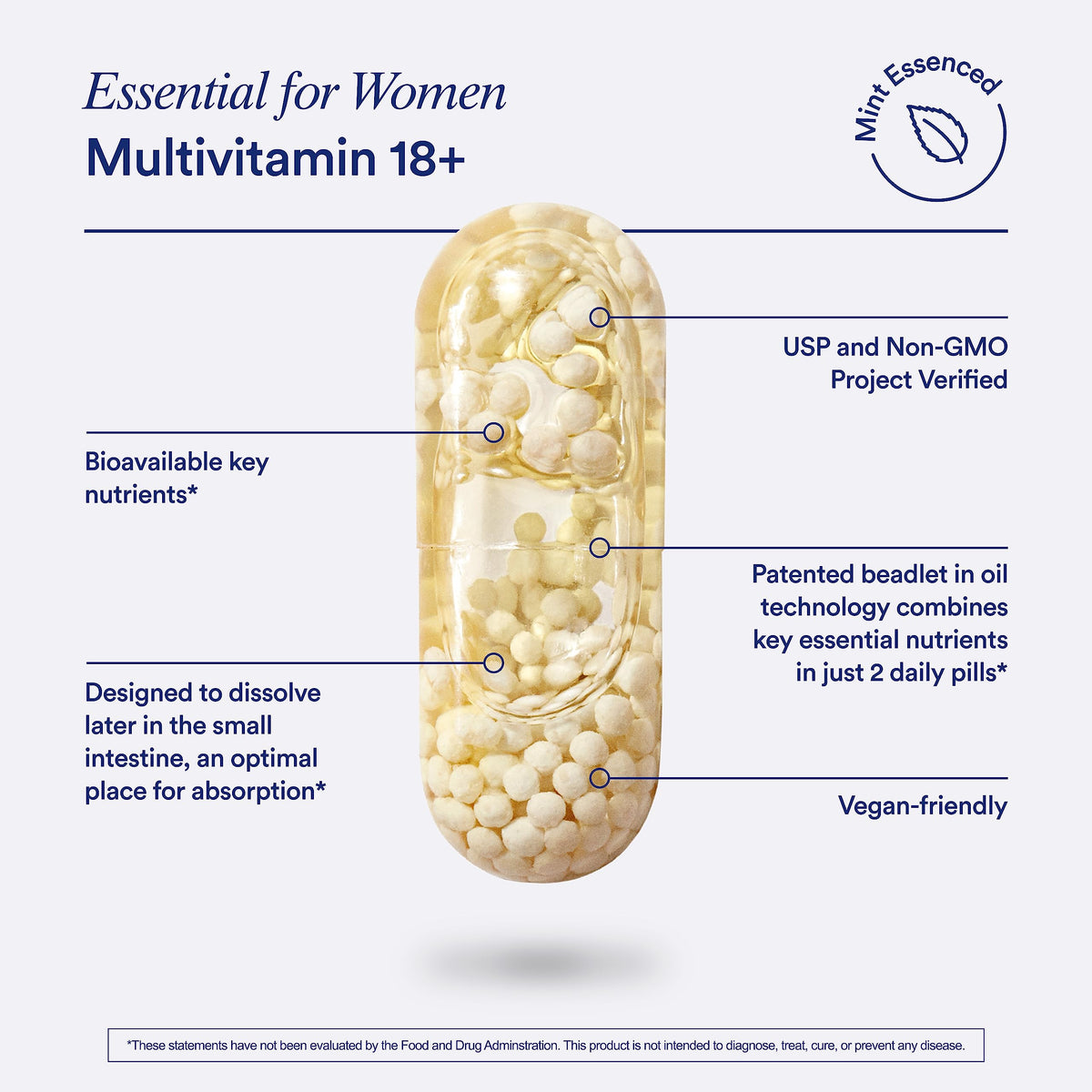 Ritual Multivitamin for Women 18+ with Vitamin D3 for Immune Support*, Vegan Omega 3 DHA, B12, Iron, Gluten Free, Non GMO, USP Verified, Mint RitualBuy Supplements Australia