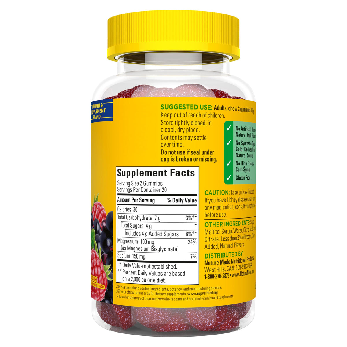 Nature Made High Absorption Magnesium Glycinate Gummies 100 mg per Serving, Muscle, Nerve, Bone and Heart Support - OmniHealth US