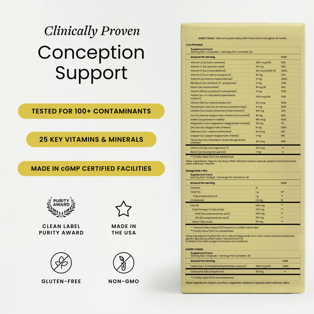 Perelel Conception Support Pack, Prenatal Multivitamin with DHA Omega 3, COQ10 & Folate, Supports Fertility Wellness for Women - OmniHealth US