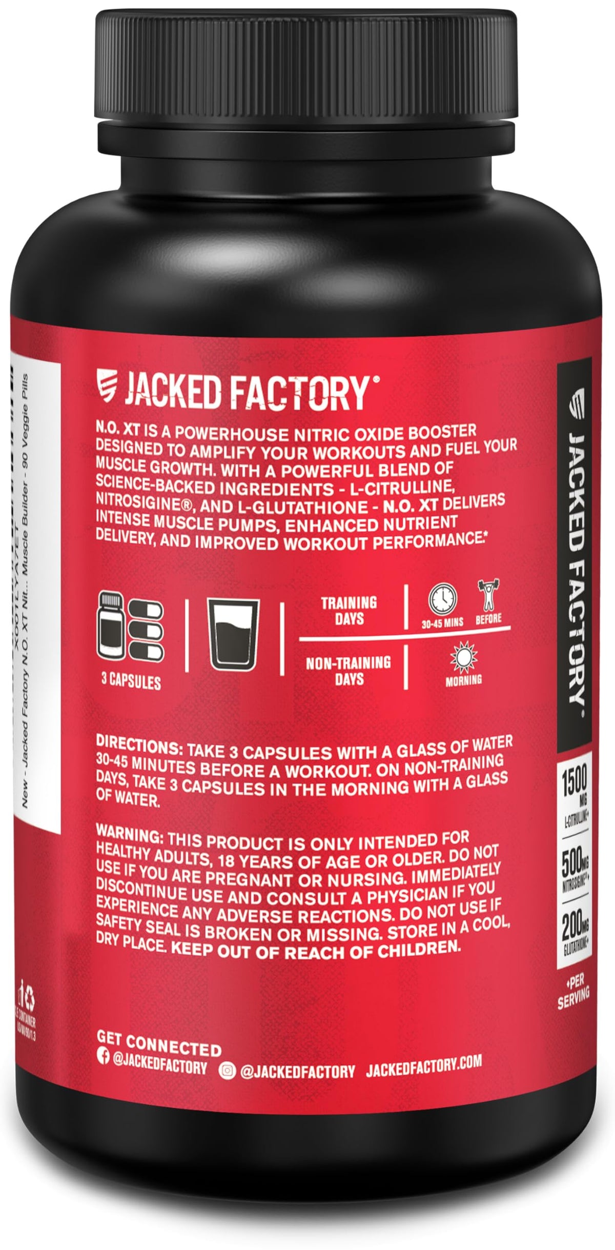 Jacked Factory N.O. XT Nitric Oxide Supplements for Men w/Nitrosigine L Arginine L Citrulline Supplement for Muscle Pumps & Vascularity - Pre Workout - OmniHealth US