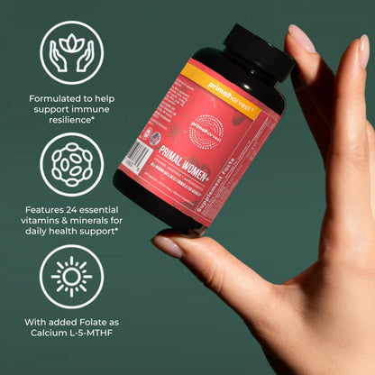 Primal Harvest Women+, Woman's Multivitamin Vitamin A, Vitamin C, Vitamin D and E, Vitamin B12, B6, Biotin - OmniHealth US