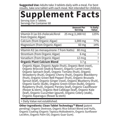 Garden of Life Calcium Supplement with Magnesium & Organic Vitamin D3 K2, Made from Whole Foods, Gluten-Free, 180 Count - OmniHealth US