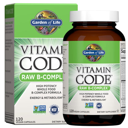 Garden of Life Vitamin B Complex, 120 Vegan Capsules, High Potency Vitamins for Energy & Metabolism with B6, Folate & B12 - OmniHealth US