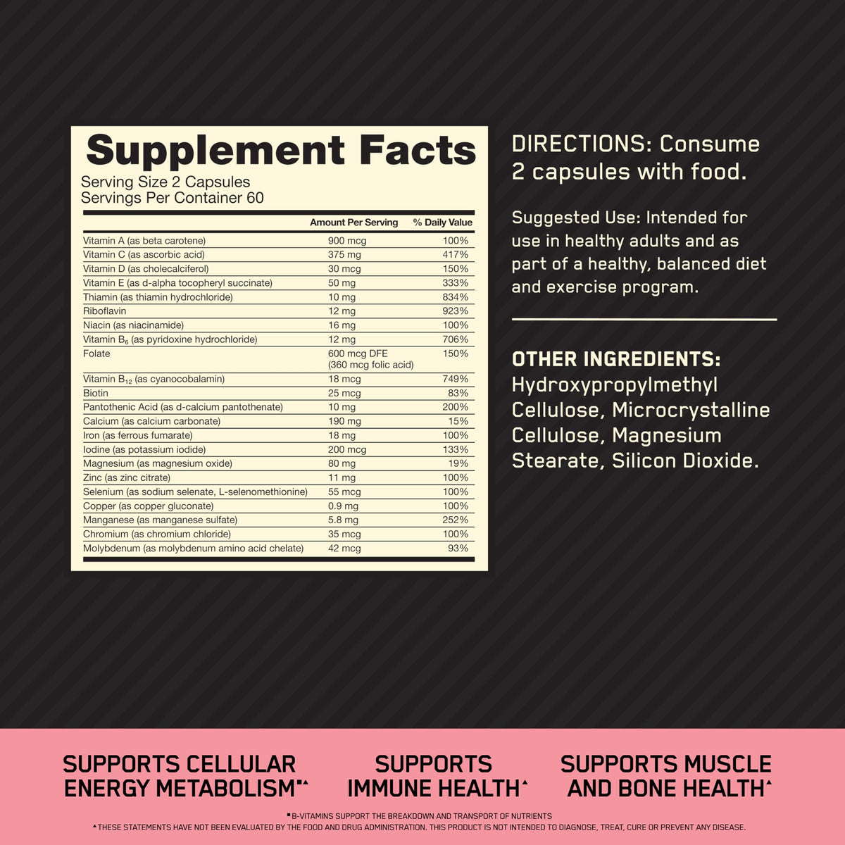 Optimum Nutrition Opti-Women, Vitamin C, Zinc and Vitamin D for Immune Support Womens Daily Multivitamin Supplement with Iron, Capsules, 120 Count - OmniHealth US