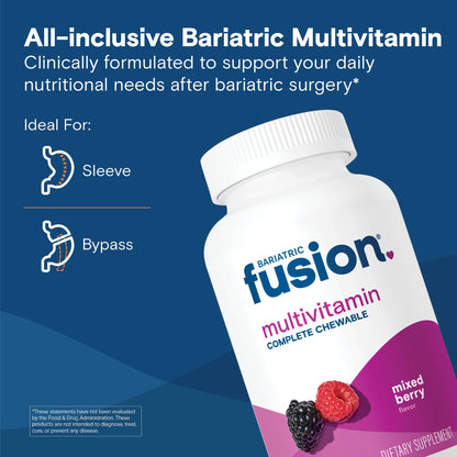 Bariatric Fusion Bariatric Multivitamin with Iron Complete Chewable | Mixed Berry | Post Bariatric Vitamins for Gastric Bypass - OmniHealth US