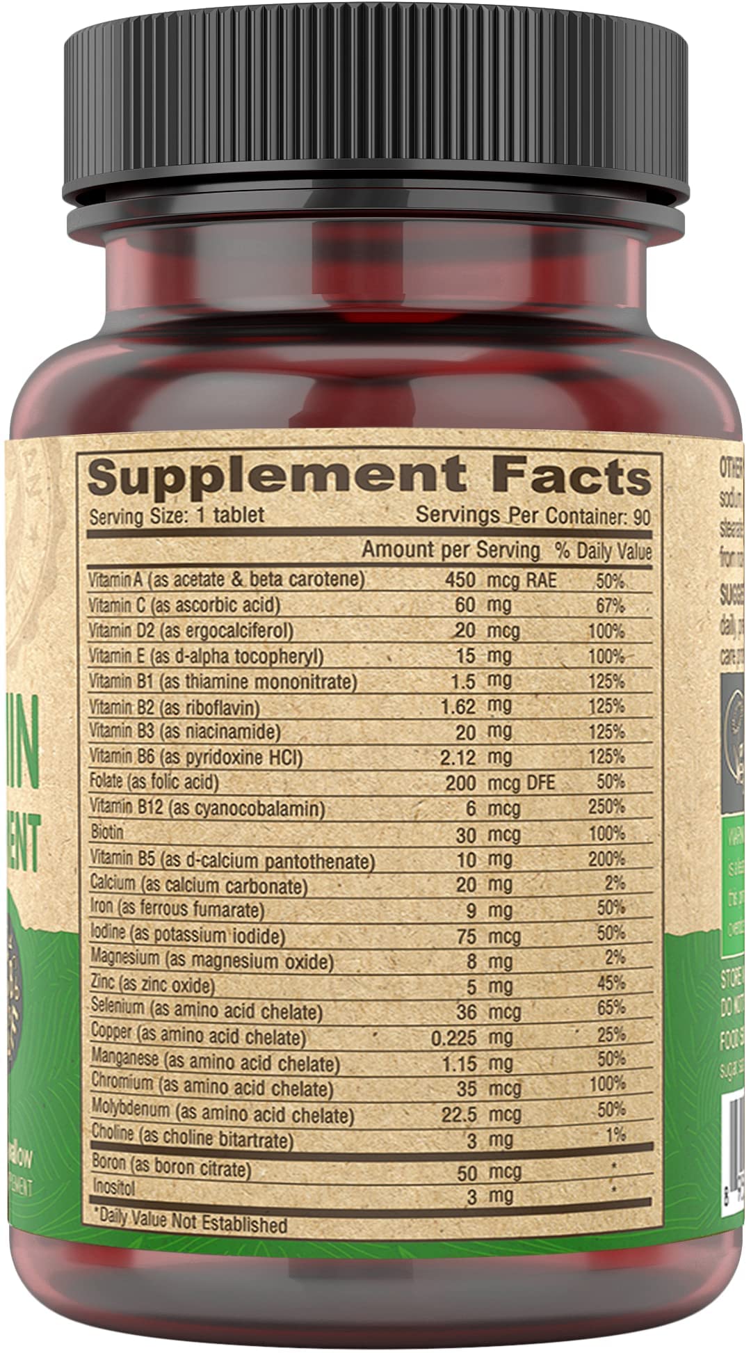 DEVA Vegan Multivitamin for Women & Men with Iron, Vitamin C, E, B Complex Vitamins, Zinc, 90 Tiny Tablets - OmniHealth US