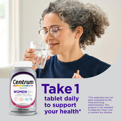 Centrum Silver Women's Multivitamin for Women 50 Plus, Multivitamin/Multimineral Supplement with Vitamin D3, B Vitamins, Non-GMO Ingredients - OmniHealth US