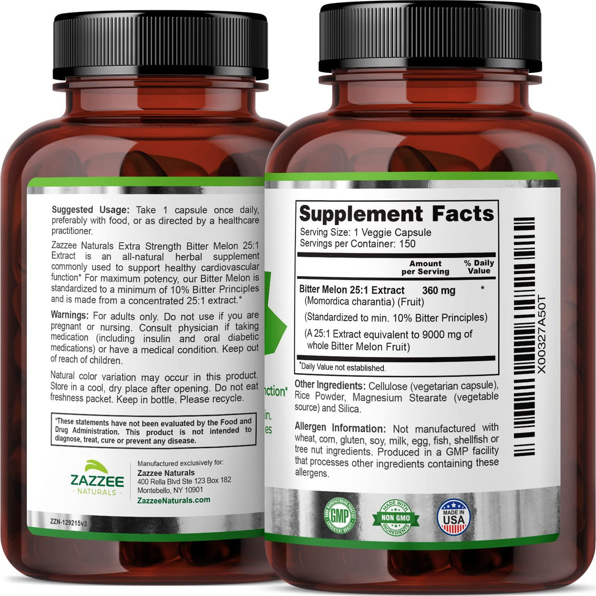 Zazzee Extra Strength Bitter Melon 25:1 Extract, 9000 mg Strength, 10% Bitter Principles ZazzeeBuy Supplements Australia