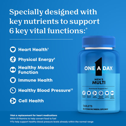 One A Day Multivitamin for Men - Daily Mens Multivitamins with Vitamin D, Zinc, Folic Acid, and B Vitamins, Physical Energy Support, 200 Count - OmniHealth US