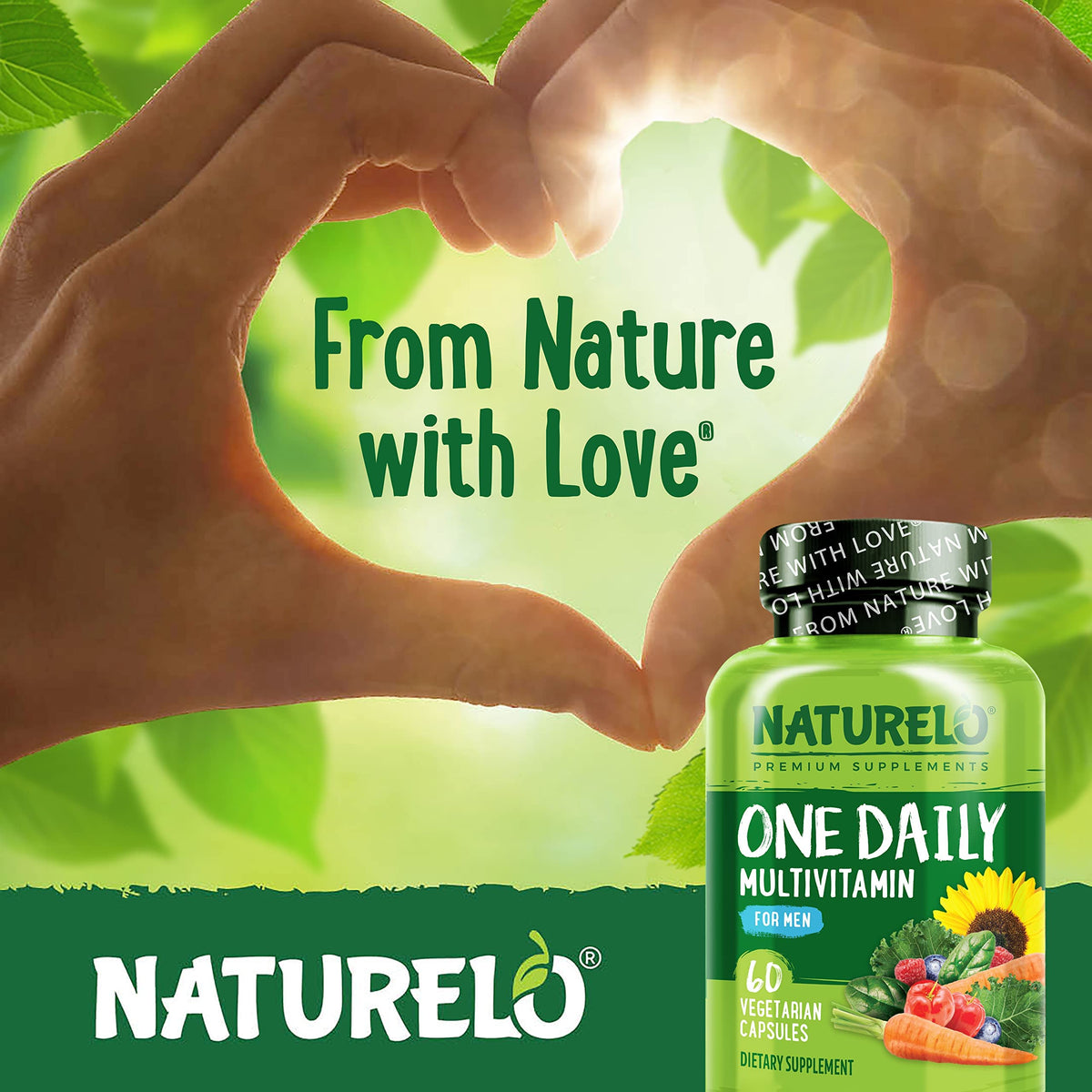 NATURELO Mens Multivitamins - One Daily Multivitamin for Men with Vitamins, Minerals & Organic Whole Foods, Boost Energy & Health, OmniHealth US