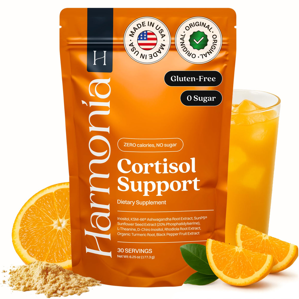 Harmonia Cortisol Cocktail | Cortisol Supplements for Women & Men with Ashwagandha, Magnesium & L-Theanine | Drink Harmonia for Stress Relief, Weight Management - OmniHealth US